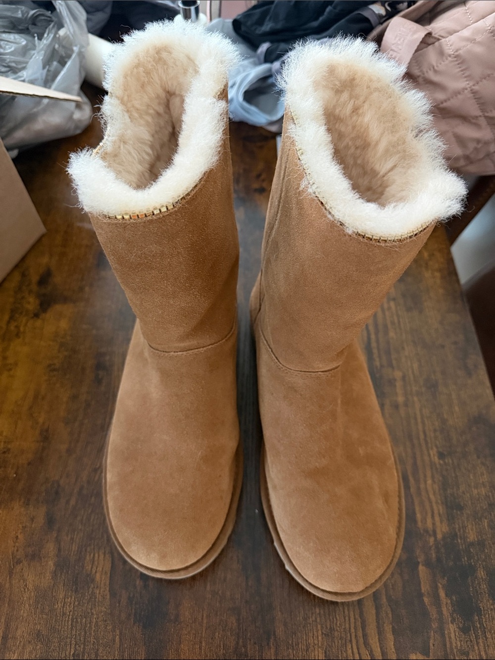 UGG Chestnut Suede Shearling Winter Boots